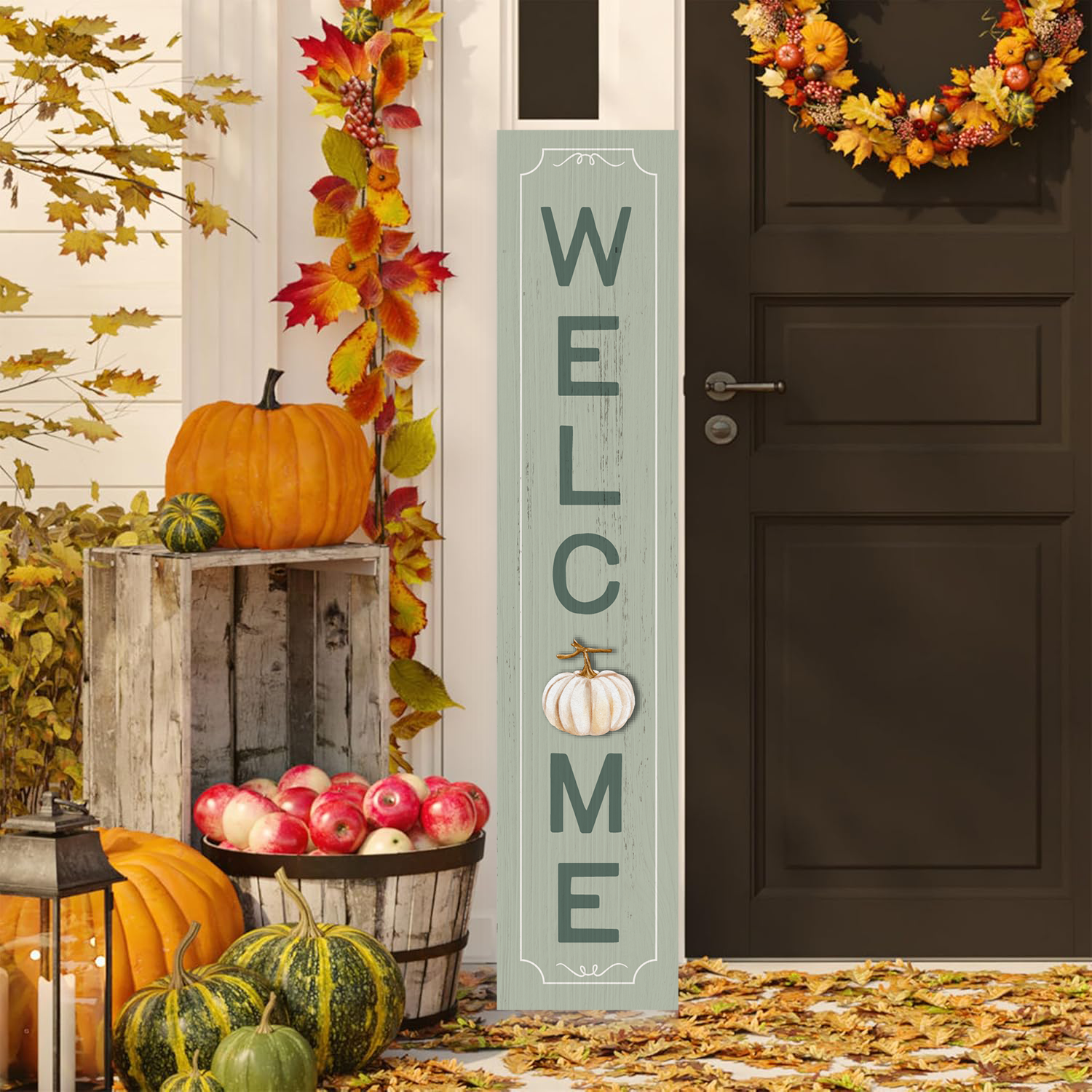 Halloween Sign Halloween Spooky Porch Sign Vertical Wooden Porch Sign for Door Decorations, Farmhouse Hanging Wall Sign for Home Outdoor Garden Decor