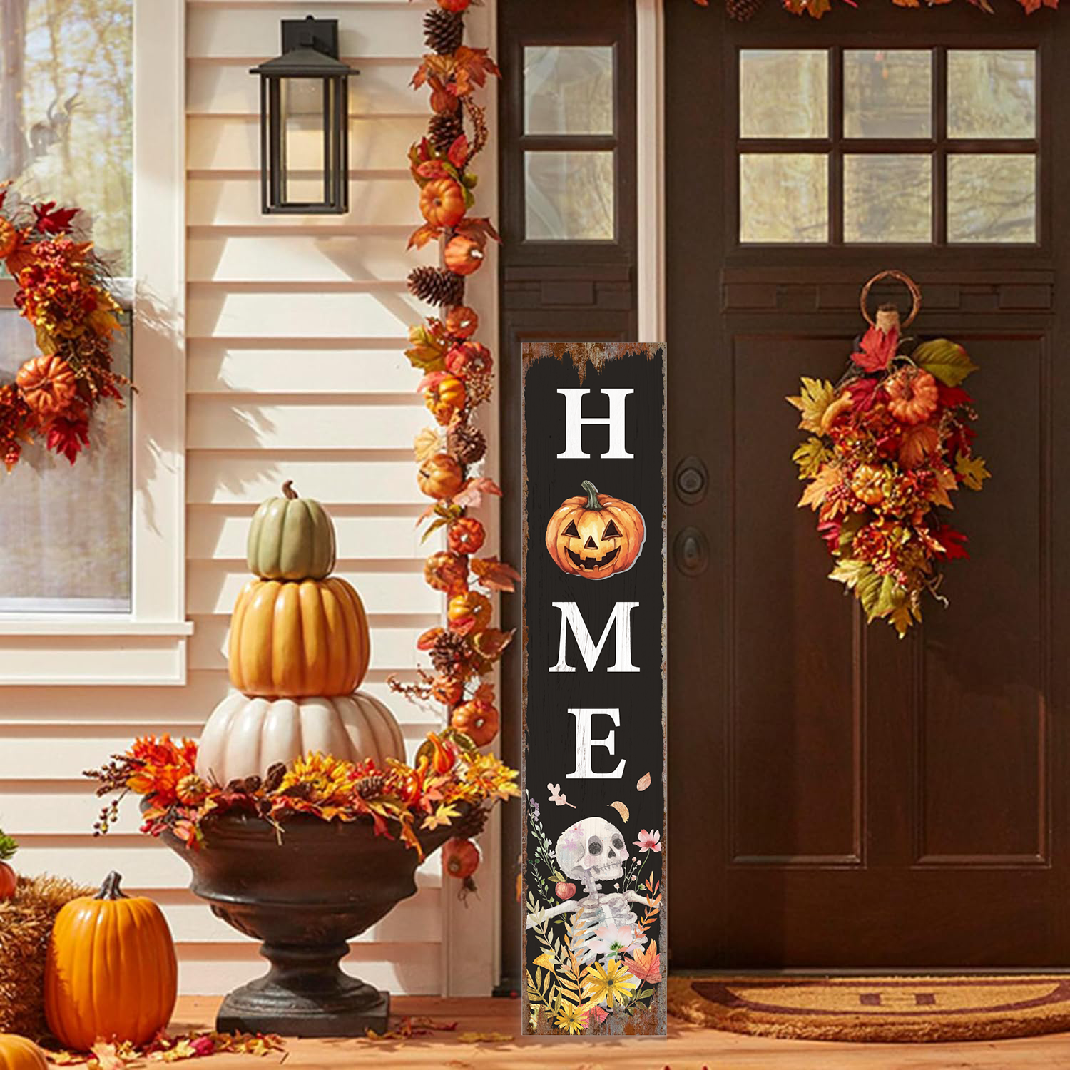 Halloween Sign Halloween Spooky Porch Sign Vertical Wooden Porch Sign for Door Decorations, Farmhouse Hanging Wall Sign for Home Outdoor Garden Decor