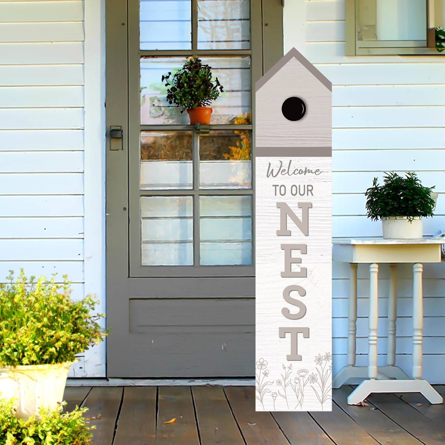 Wooden Large Vertical Love Grows Here Porch Decor, Garden Welcome Standding Sign Garden Decor Sign, Welcome Wall Sign for Yard Porch Farmhouse Door Decoration