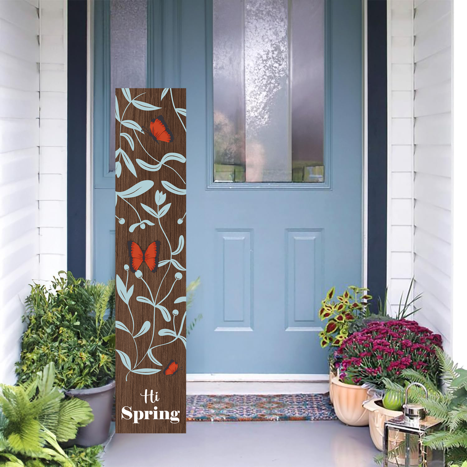 Wooden Large Vertical Love Grows Here Porch Decor, Garden Welcome Standding Sign Garden Decor Sign, Welcome Wall Sign for Yard Porch Farmhouse Door Decoration