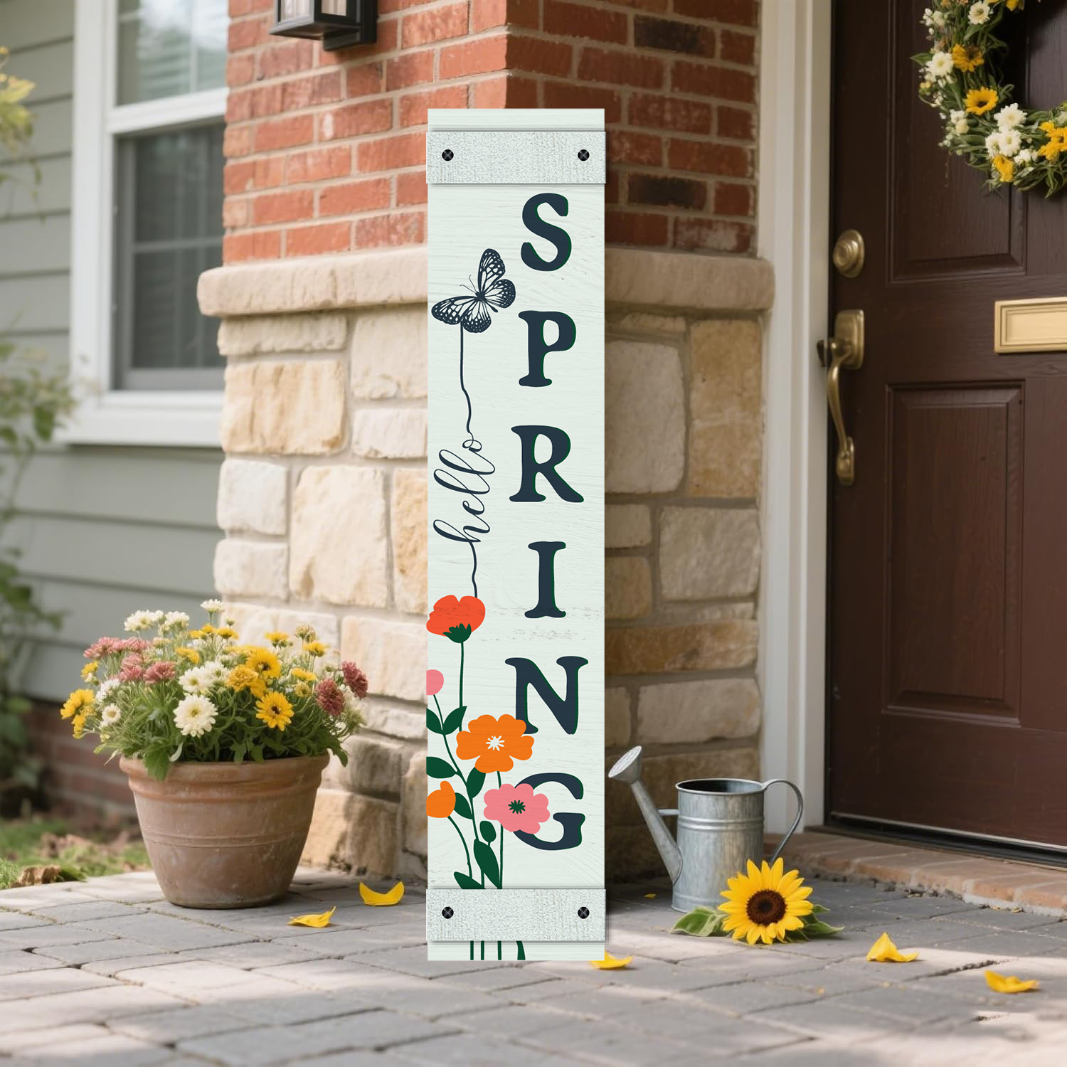 Wooden Large Vertical Love Grows Here Porch Decor, Garden Welcome Standding Sign Garden Decor Sign, Welcome Wall Sign for Yard Porch Farmhouse Door Decoration