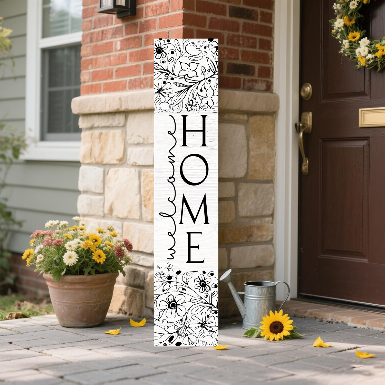 Wooden Large Vertical Love Grows Here Porch Decor, Garden Welcome Standding Sign Garden Decor Sign, Welcome Wall Sign for Yard Porch Farmhouse Door Decoration
