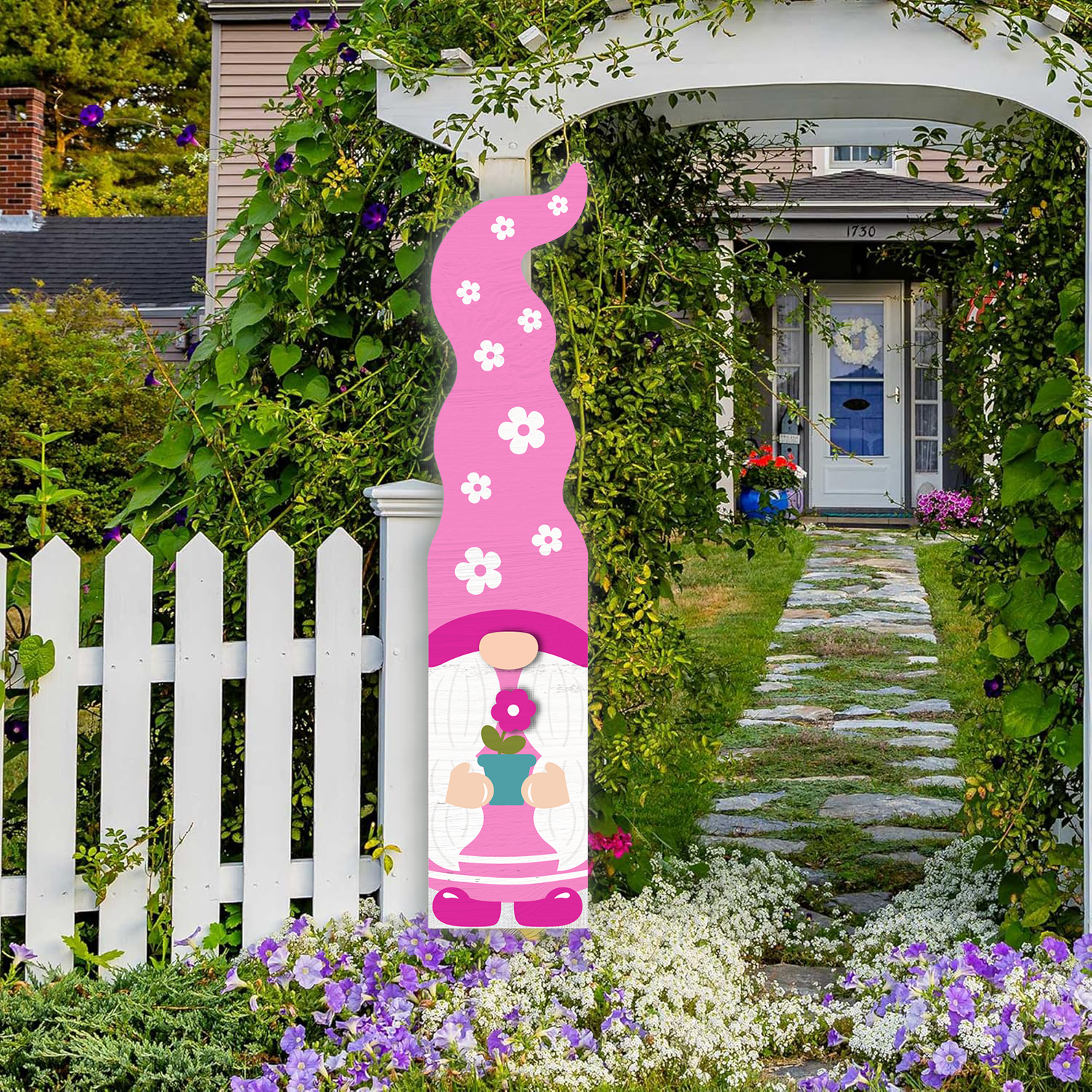 Wooden Large Vertical Love Grows Here Porch Decor, Garden Welcome Standding Sign Garden Decor Sign, Welcome Wall Sign for Yard Porch Farmhouse Door Decoration