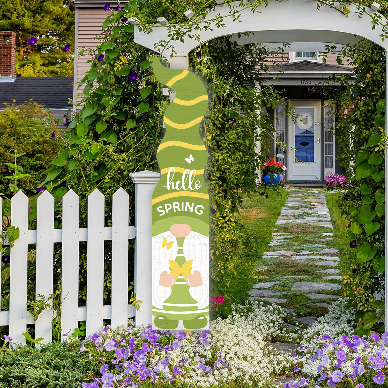 Wooden Large Vertical Love Grows Here Porch Decor, Garden Welcome Standding Sign Garden Decor Sign, Welcome Wall Sign for Yard Porch Farmhouse Door Decoration