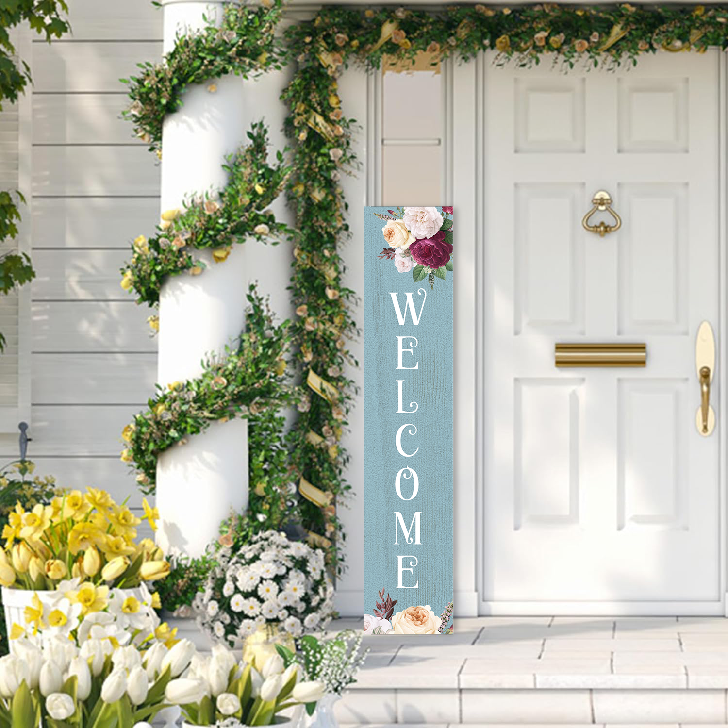 Wholesale OEM ODM Custom Seasonal MDF Leaning Welcome Porch Signs, Personalized Welcome Wooden Leaner Plaque for Spring Summer Fall Easter Halloween Thanksgiving Christmas Front Porch Home Decoration