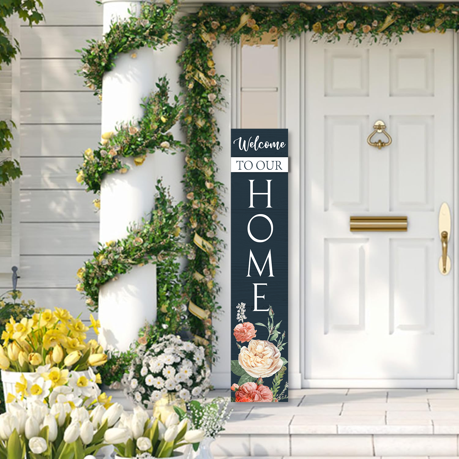 Wooden Large Vertical Love Grows Here Porch Decor, Garden Welcome Standding Sign Garden Decor Sign, Welcome Wall Sign for Yard Porch Farmhouse Door Decoration