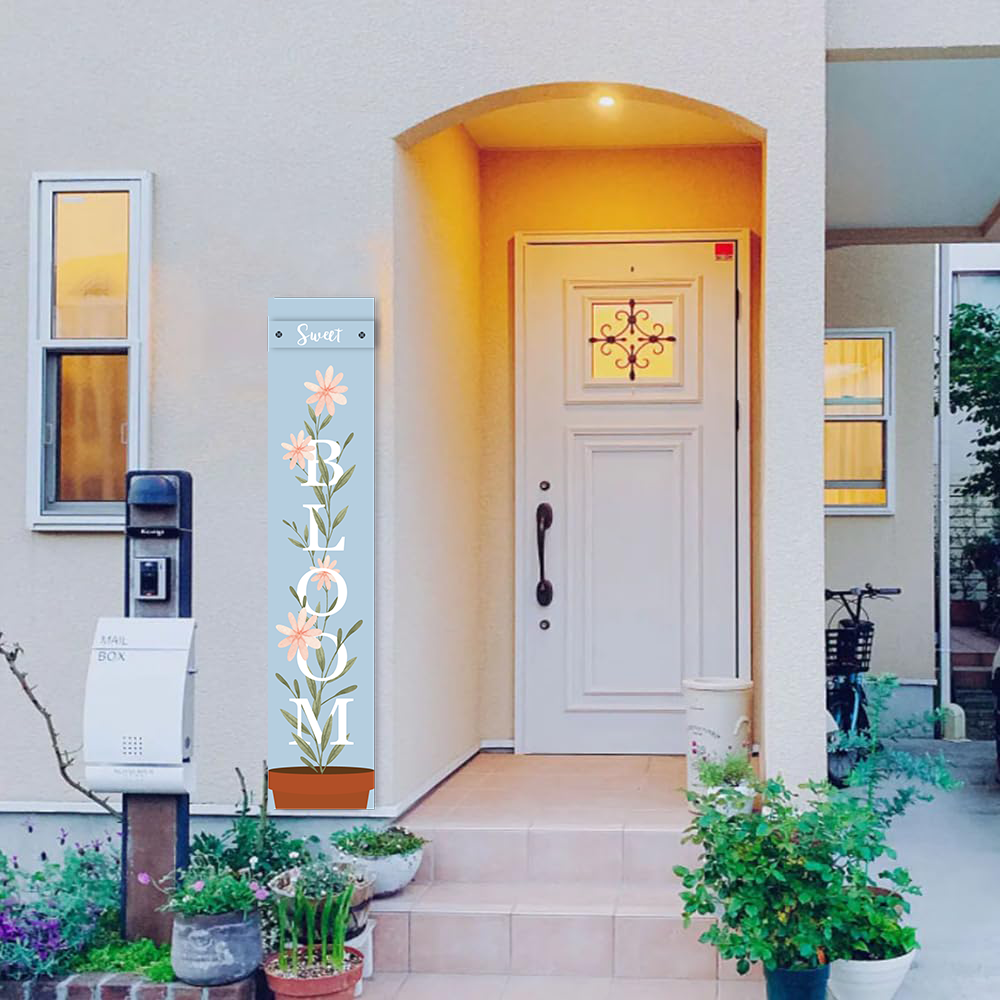 Wooden Large Vertical Love Grows Here Porch Decor, Garden Welcome Standding Sign Garden Decor Sign, Welcome Wall Sign for Yard Porch Farmhouse Door Decoration