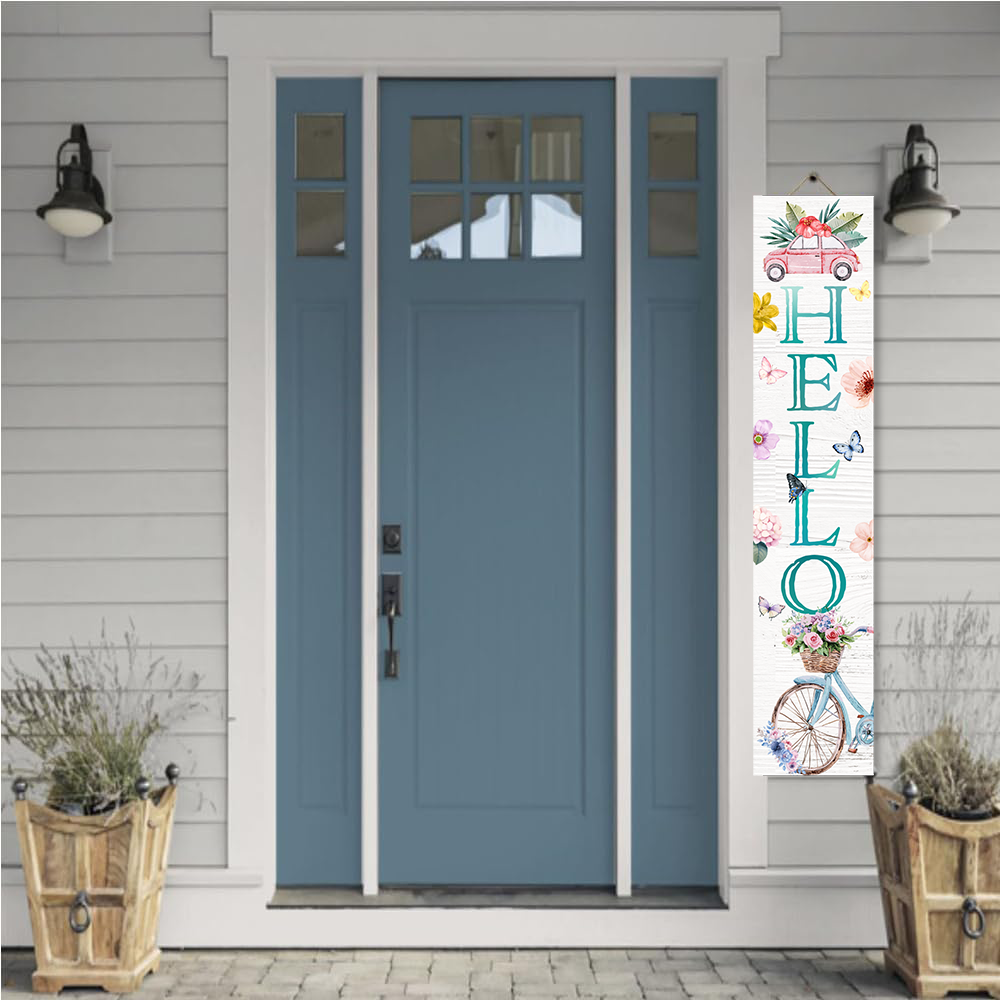 Wooden Large Vertical Love Grows Here Porch Decor, Garden Welcome Standding Sign Garden Decor Sign, Welcome Wall Sign for Yard Porch Farmhouse Door Decoration