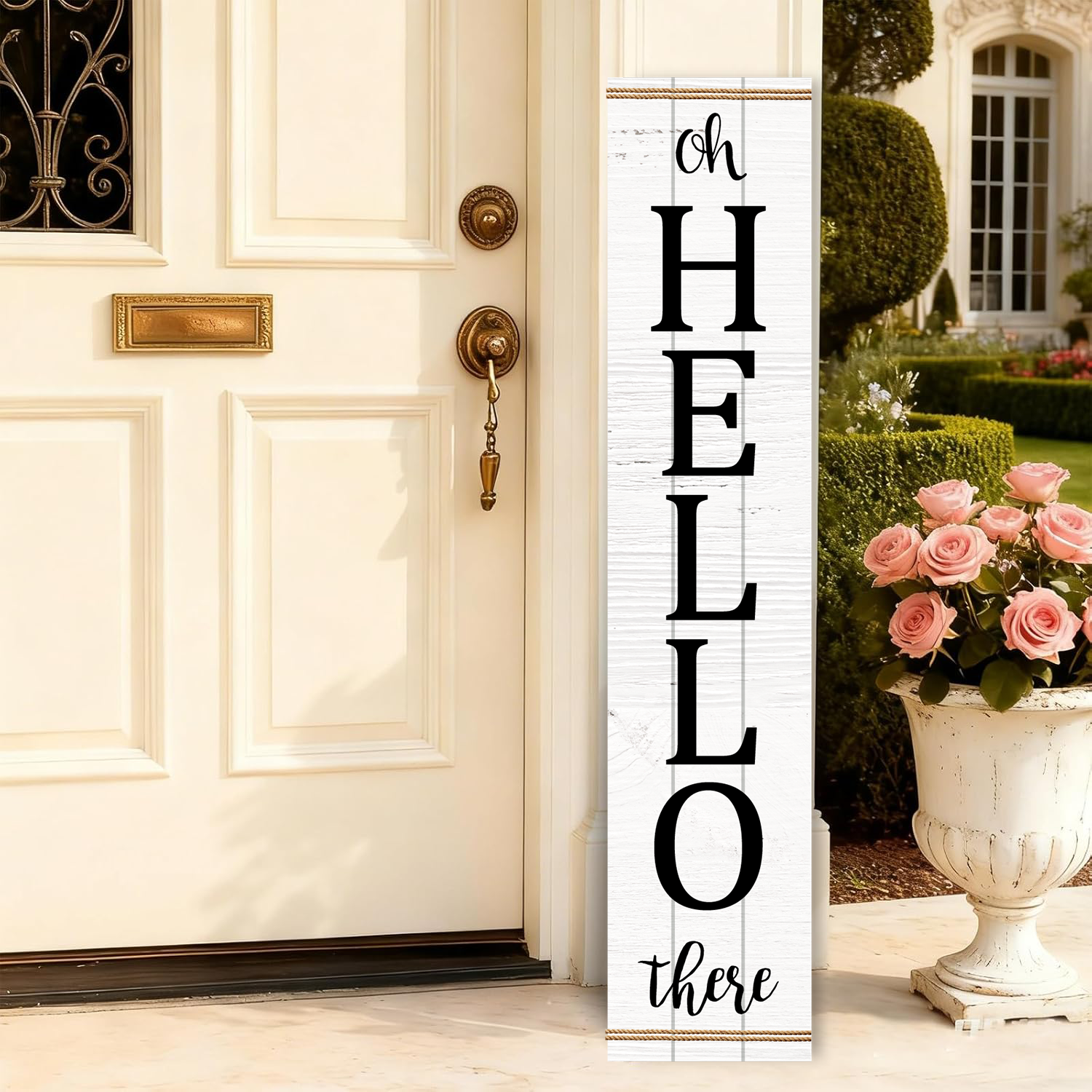 Wooden Large Vertical Love Grows Here Porch Decor, Garden Welcome Standding Sign Garden Decor Sign, Welcome Wall Sign for Yard Porch Farmhouse Door Decoration