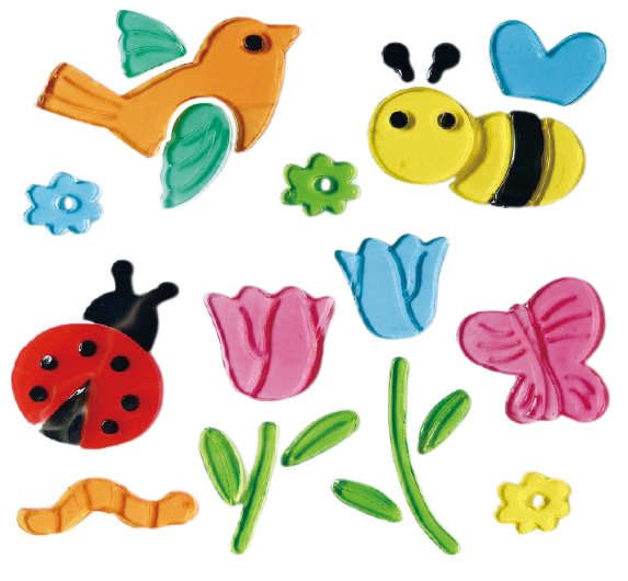 Spring Window Clings Gel, Jelly Window Stickers for Glass Refrigerators Home, Welcome Spring Window Decorations - Flowers Butterflies Bird, Kids‘ Love
