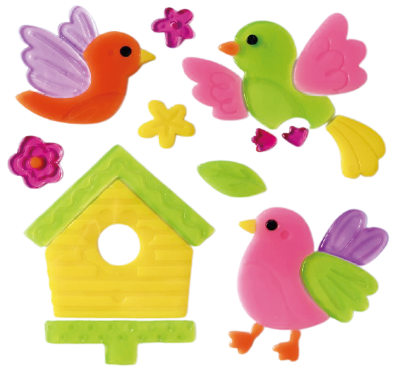 Spring Window Clings Gel, Jelly Window Stickers for Glass Refrigerators Home, Welcome Spring Window Decorations - Flowers Butterflies Bird, Kids‘ Love