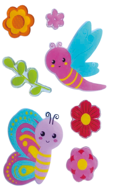 Spring Window Clings Gel, Jelly Window Stickers for Glass Refrigerators Home, Welcome Spring Window Decorations - Flowers Butterflies Bird, Kids‘ Love