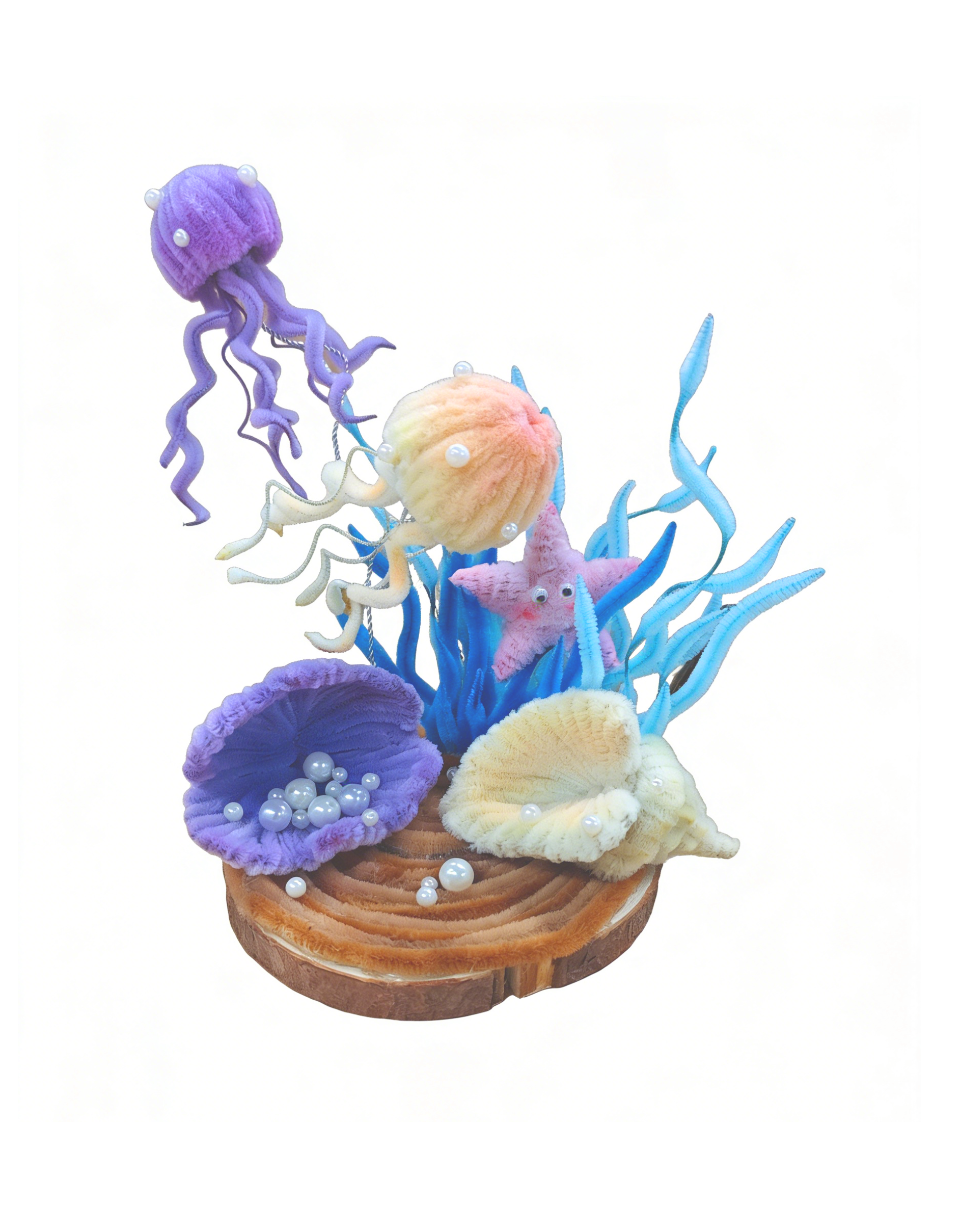 Pipe Cleaners Ocean Diorama Craft Kit, Underwater Scene Chenille Stems DIY Set with Jellyfish, Starfish & Shells, Creative Room Decor Art Supplies, Bulk Craft Kit for Kids & Adults, Unique Ocean Lover Gift
