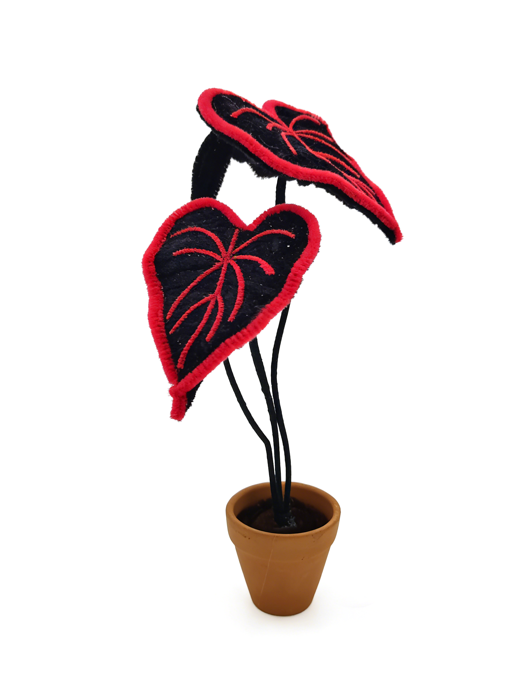 Pipe Cleaners Craft Kit, Black & Red Anthurium Plant Chenille Stems DIY Set, Creative Room Decor Art Supplies, Bulk Craft Kit for Kids & Adults, Gothic Plant Lover Gift