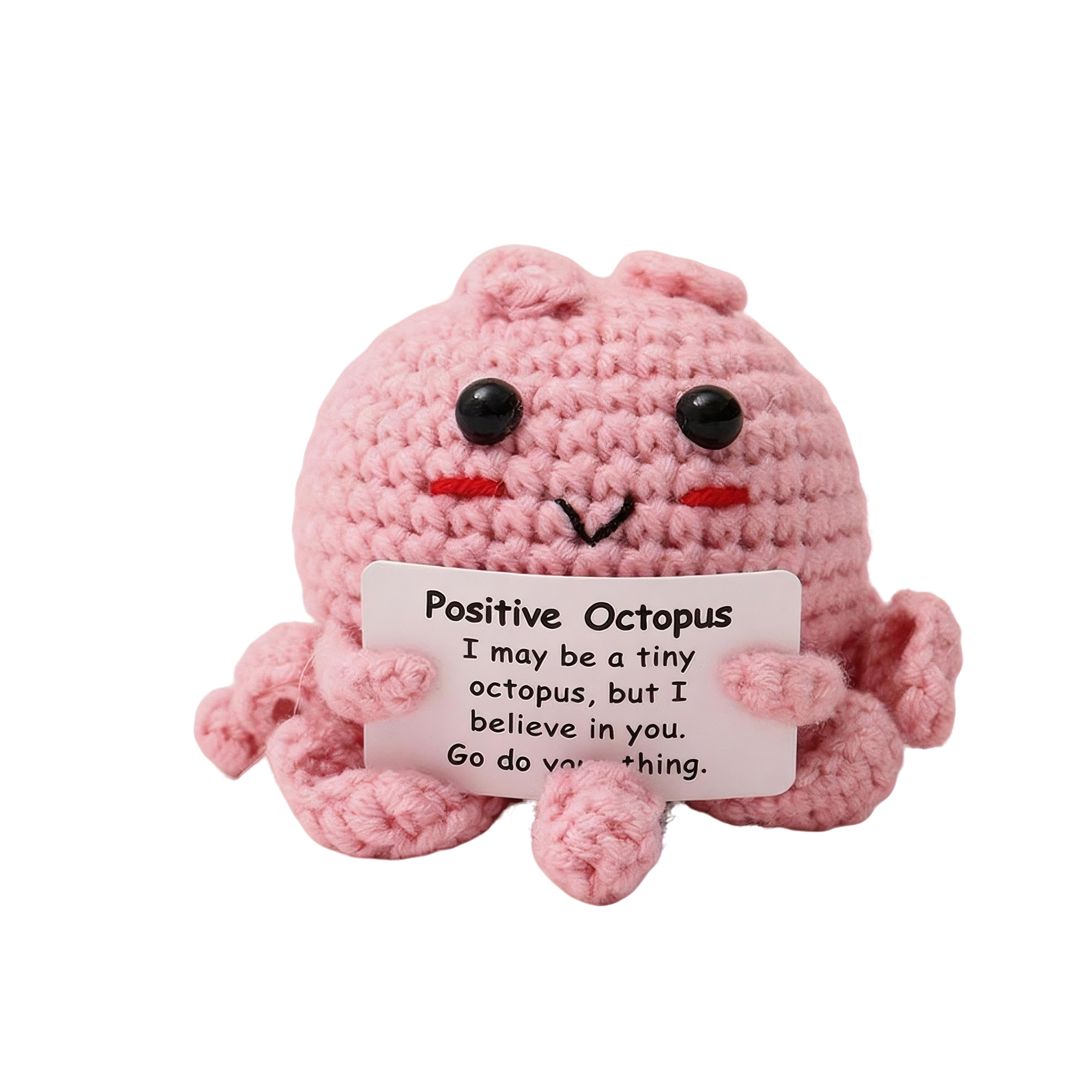 Positive Crochet Octopus Plush, Handmade Emotional Support Octopus, 