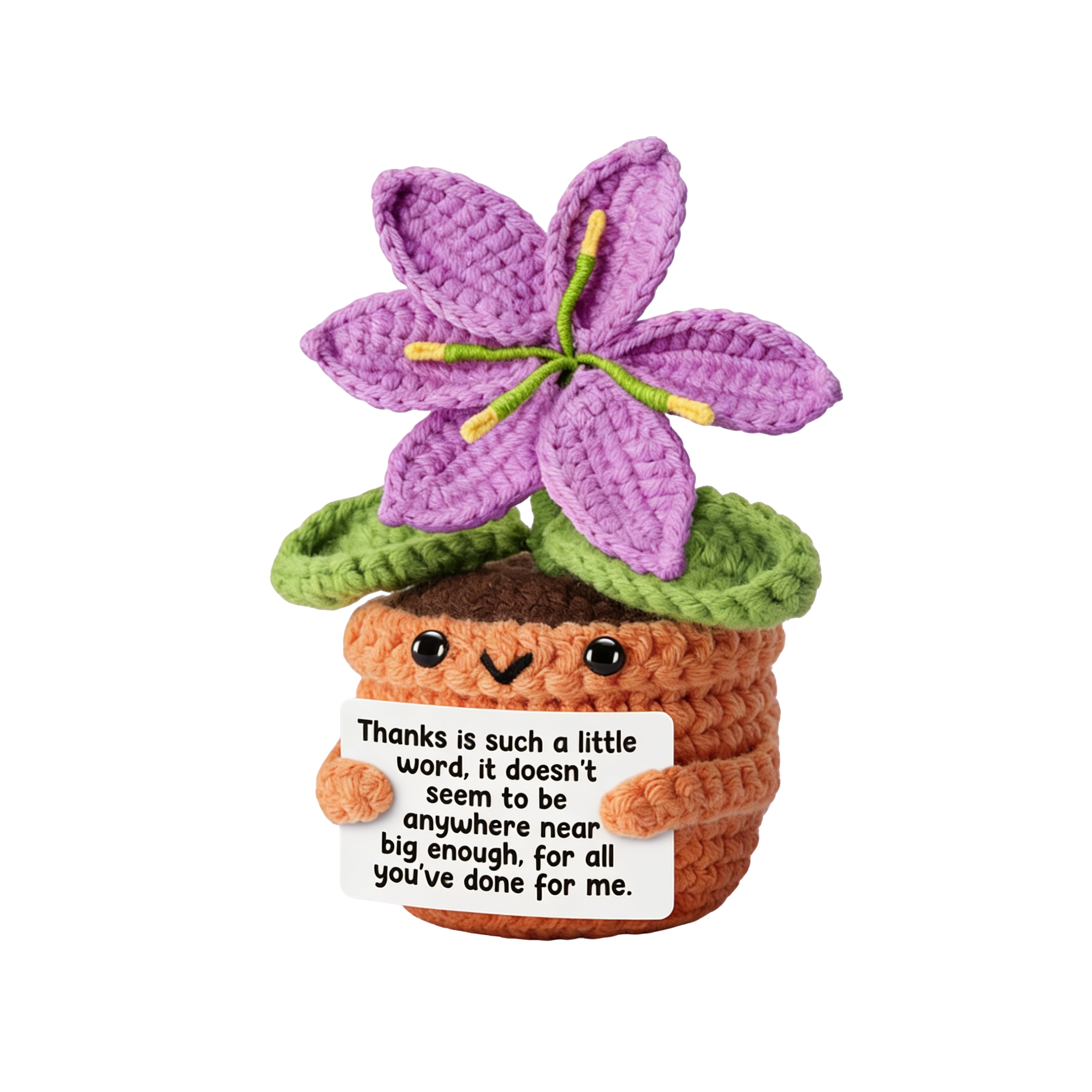 Handmade Crochet Potted Purple Flower Plush, 