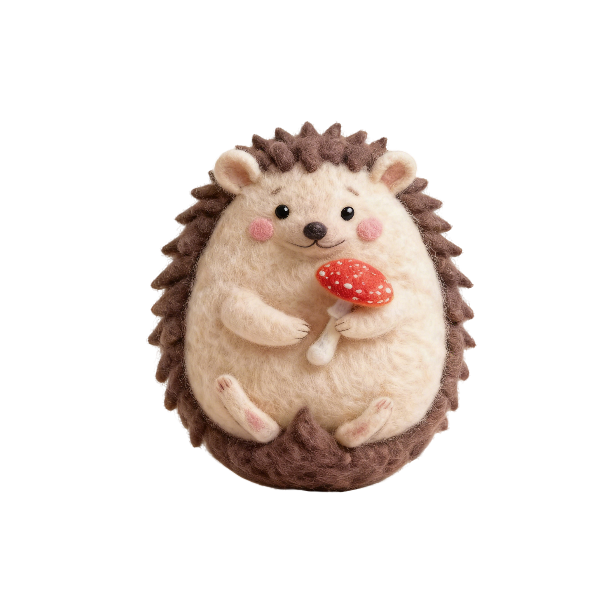 Cute Hedgehog with Mushroom Needle Felting Kit, DIY Wool Felt Craft Set with Tools, Foam Mat & Instructions, Beginner Friendly Animal Doll Kit, Handmade Decor or Keychain Craft for Adults, Christmas Birthday Gift