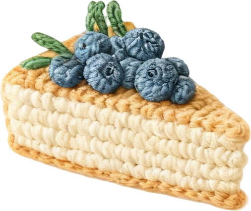  Crochet Blueberry Cheesecake Slice Kit, Amigurumi Dessert DIY Set with Yarn, Hook & Instructions, Beginner Friendly Food Craft, Handmade Kitchen Decor or Gift for Bakers, Sweet Lovers