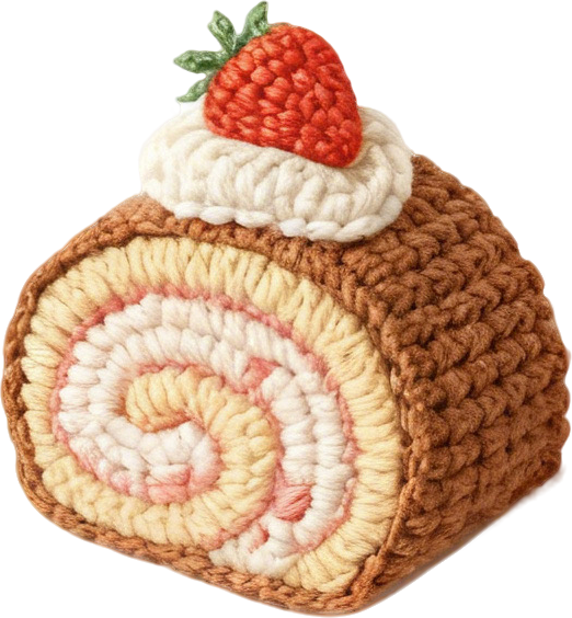 Crochet Strawberry Swiss Roll Kit, Amigurumi Dessert DIY Set with Yarn, Hook & Instructions, Beginner Friendly Food Craft, Handmade Kitchen Decor or Gift for Bakers, Sweet Lovers   短款简介