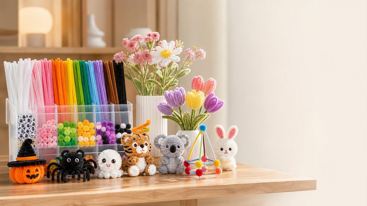 Fuzzy Pipe Cleaner Craft Kit Types: Animal, Flower, Seasonal, and STEM Sets Fuzzy Pipe Cleaner Craft Kit Types: Animal, Flower, Seasonal, and STEM Sets