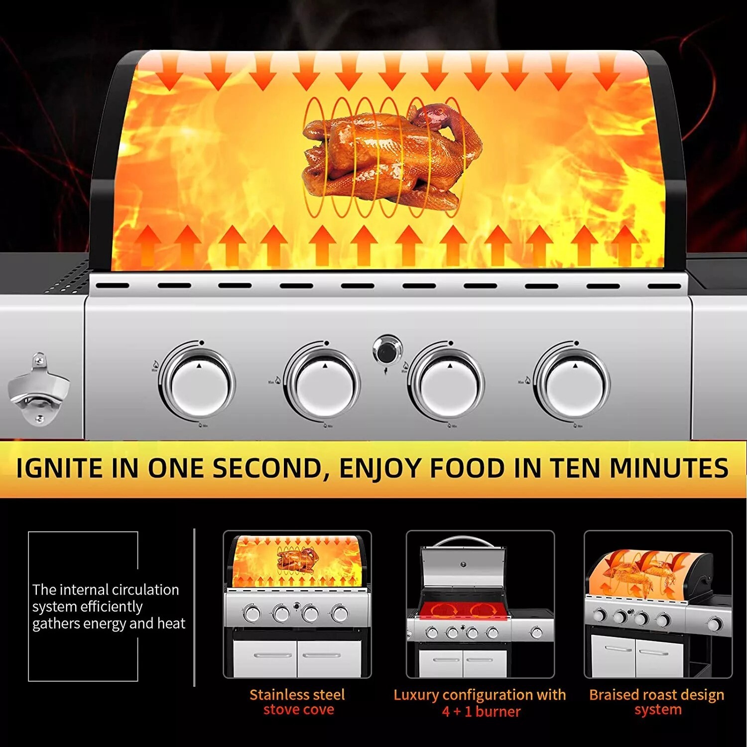 Outdoor stainless steel home patio grill gas charcoal dual-purpose grill BBQ