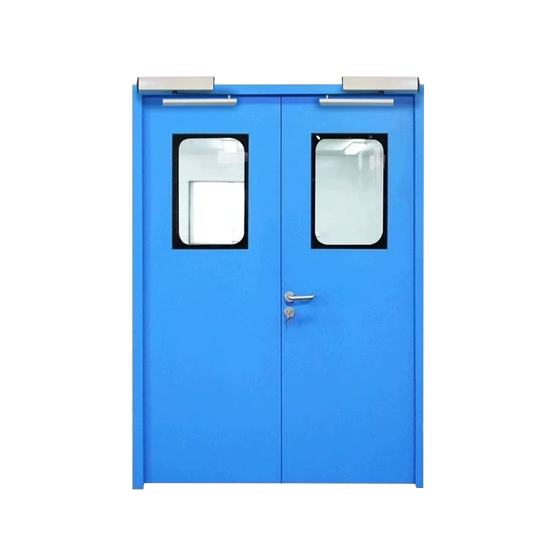 Electric double-leaf swing steel door