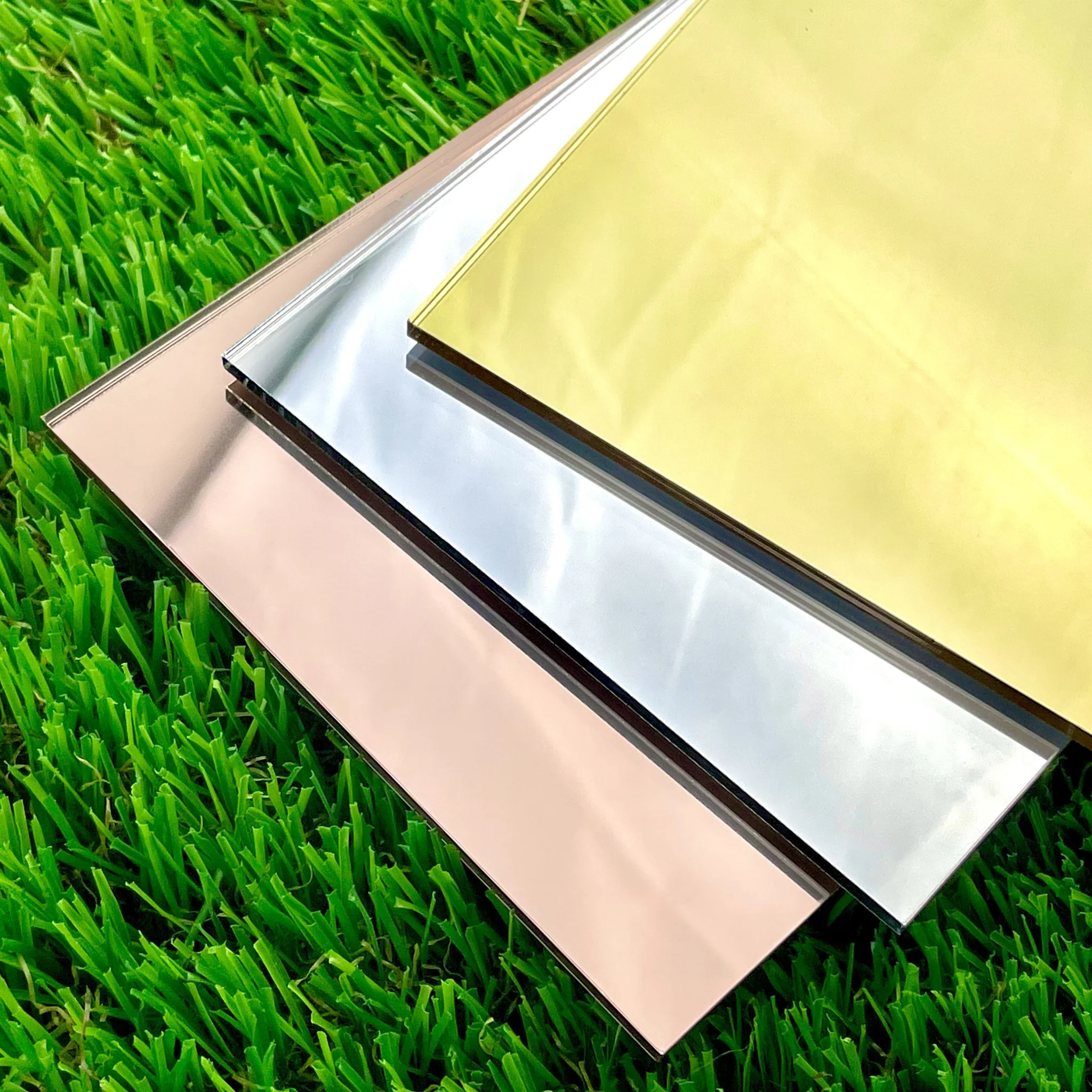 Rose gold and silver mirror acrylic plexiglass plate