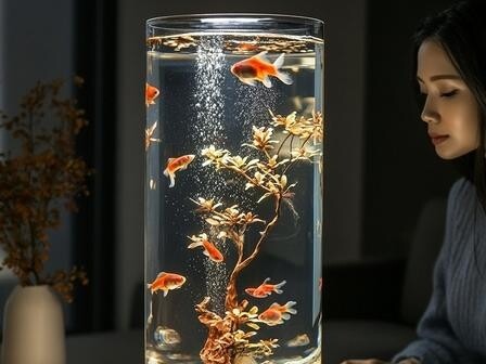 Acrylic round fish tank, 360° panoramic fish viewing for ultimate relaxation