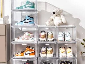 Acrylic shoe boxes make the sneaker wall look so cool that it's trending