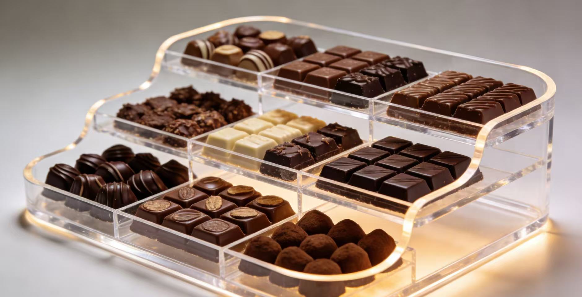 Acrylic chocolate display stand: Giving every piece of chocolate its own 