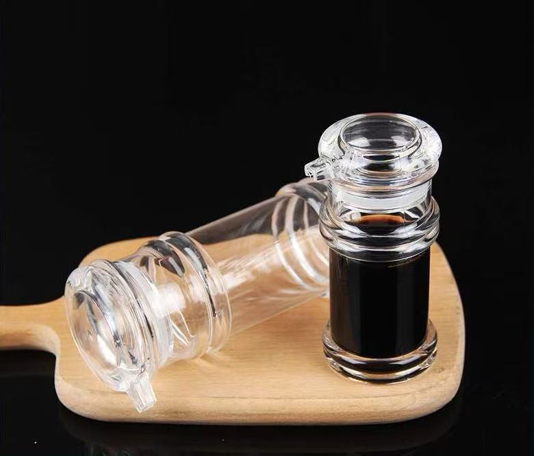 Acrylic condiment bottles, neat and sophisticated