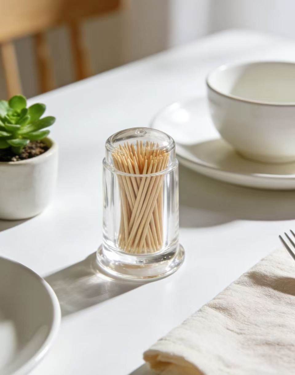 Detail obsession! This acrylic toothpick bottle showcases exquisite craftsmanship in every detail