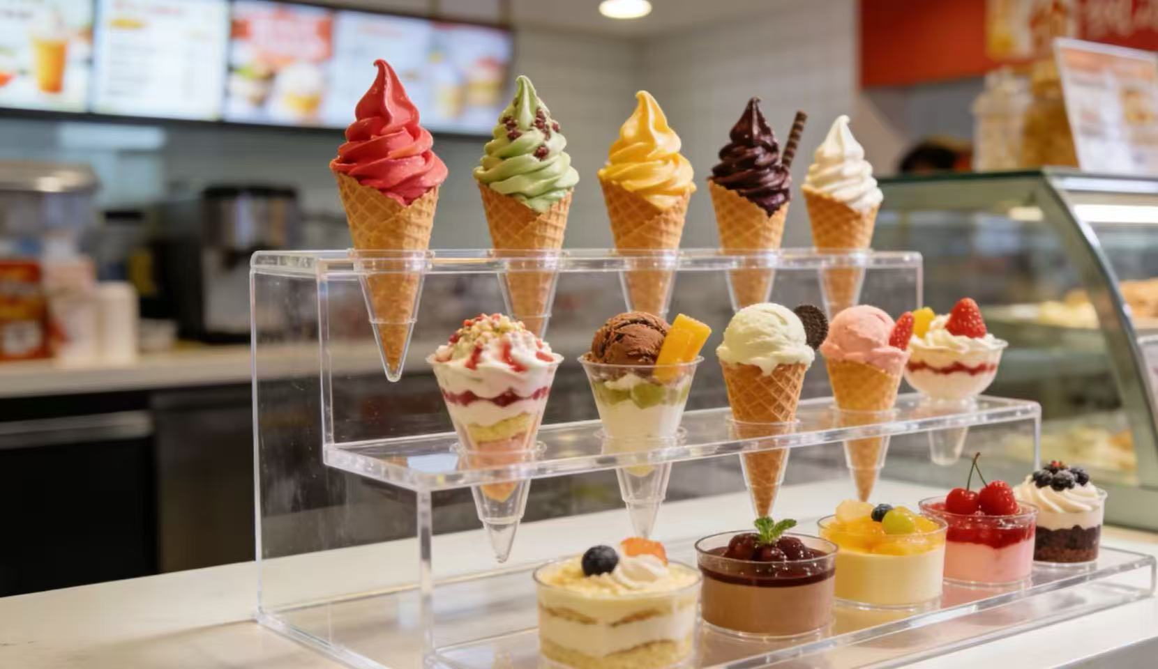 Ice cream display stand with affordable price and brand feeling