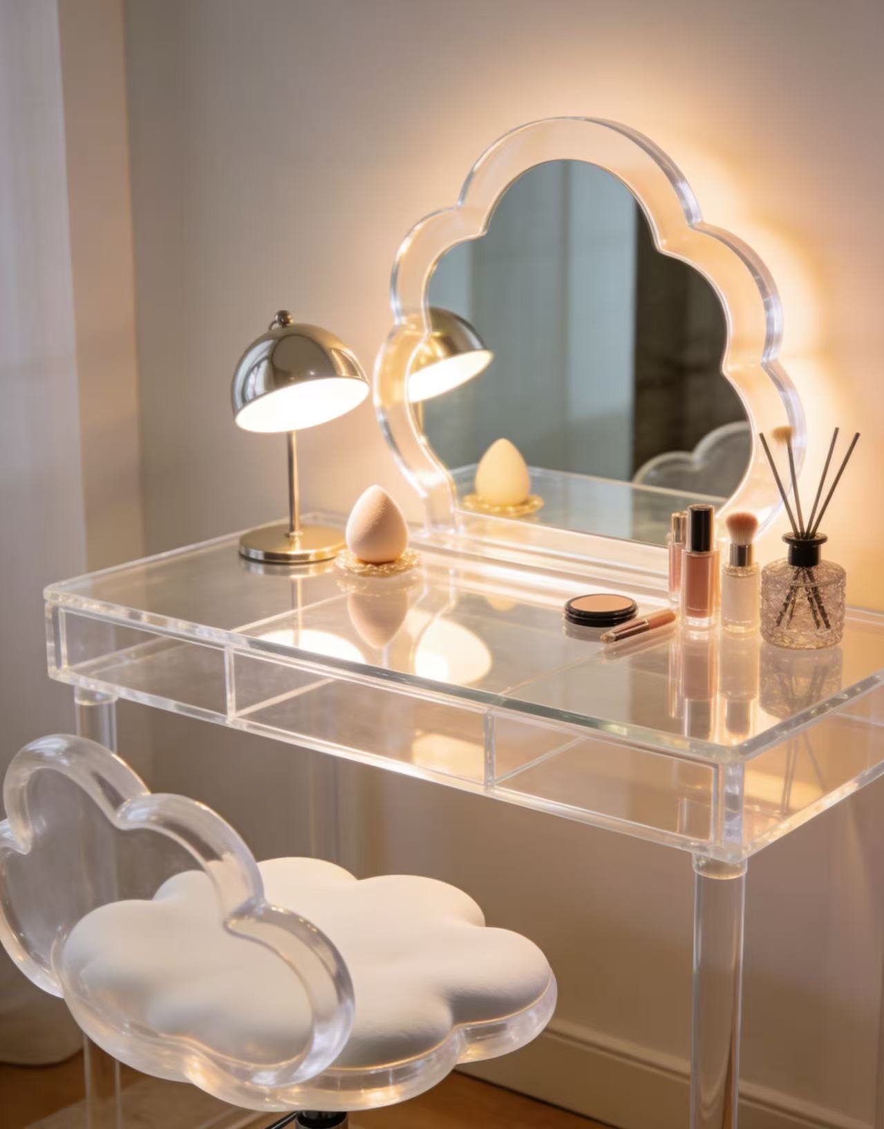 Acrylic makeup table with Instagram-worthy beauty