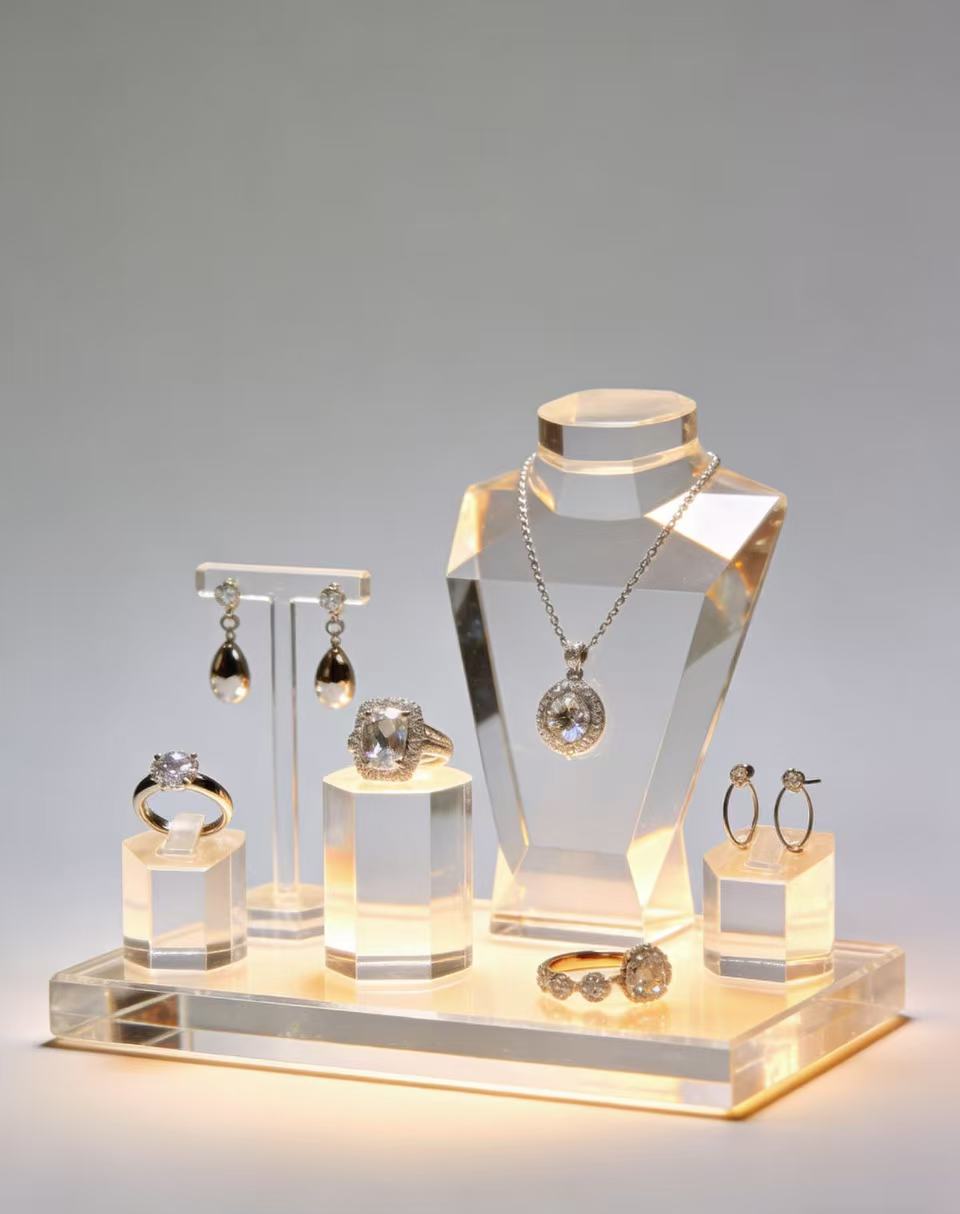 Jewelry store display is amazing! Acrylic display rack makes diamonds look so gorgeous