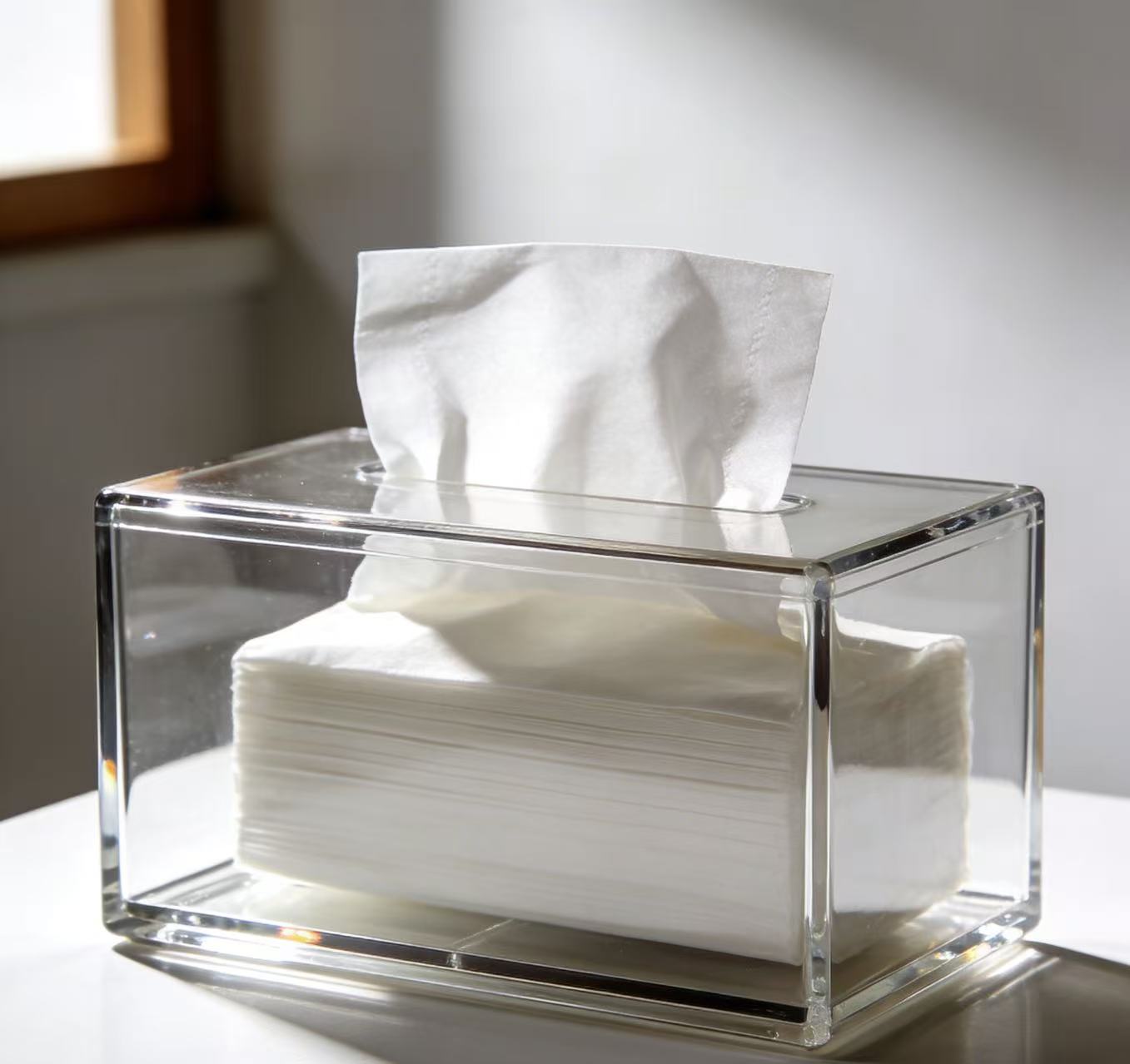Acrylic all-purpose tissue box, perfect for organizing your whole family