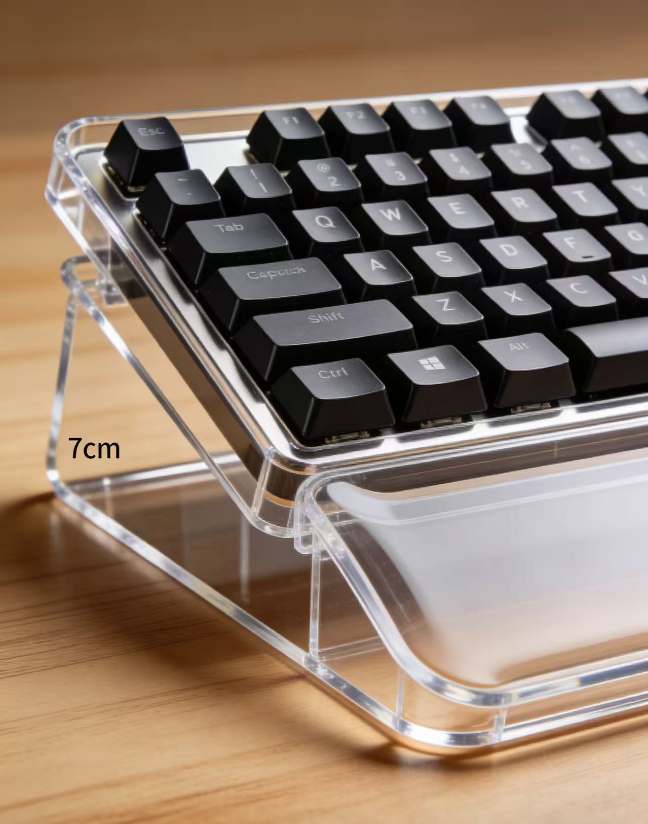 Acrylic keyboard stand: wrist guard for a clean desktop surface