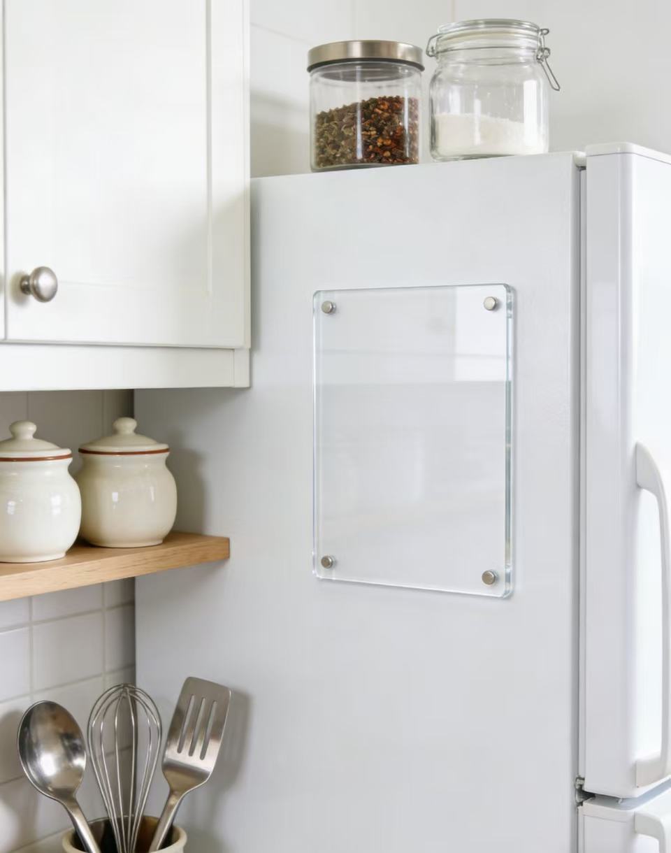 Strong magnetic adhesion for easy cleaning, durable acrylic refrigerator message board