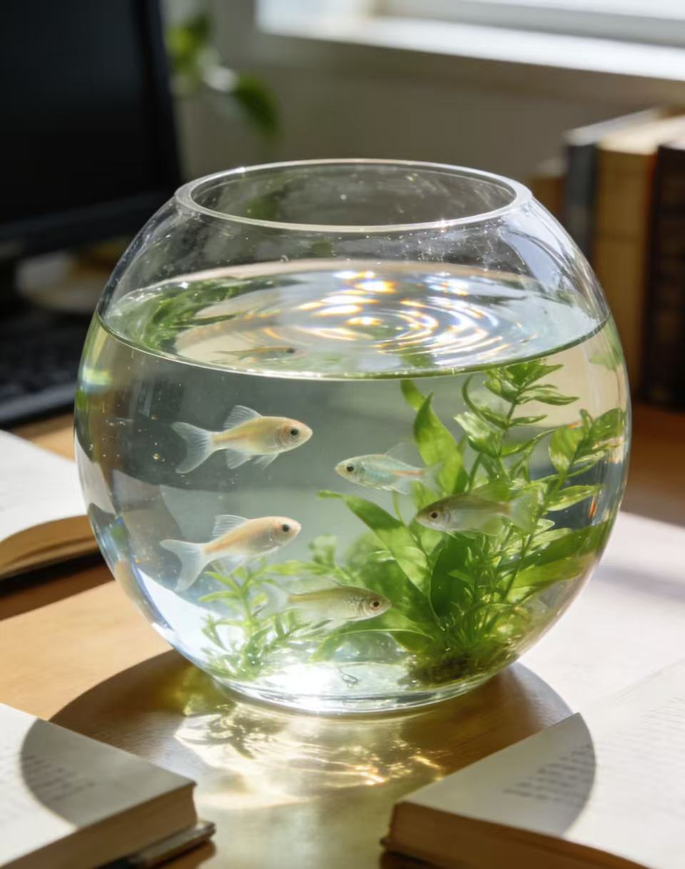 Acrylic circular fish tank, healing from fast-paced daily life