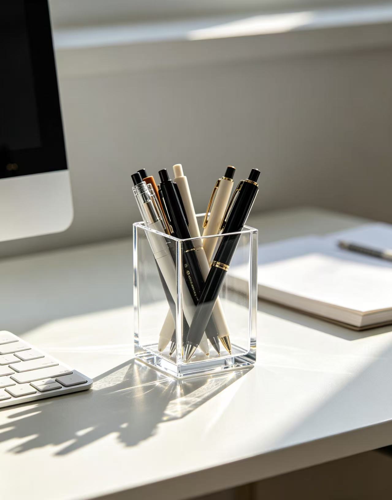 Acrylic storage solves station pen shortages