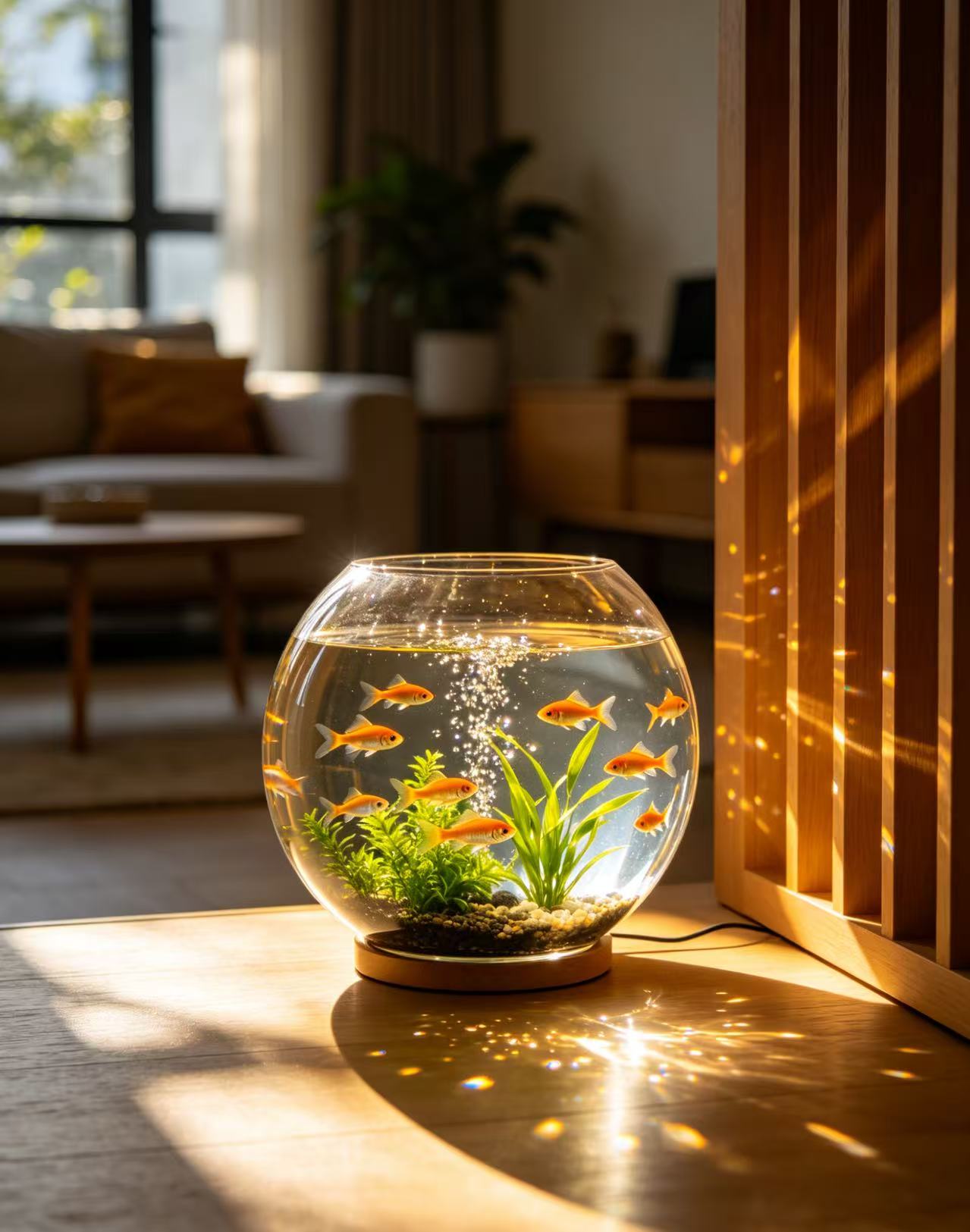 Round aquarium, bringing the galaxy into your home