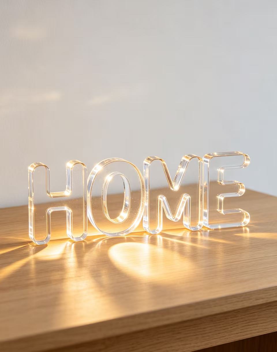 High-quality acrylic letters, soft-decorated ceiling