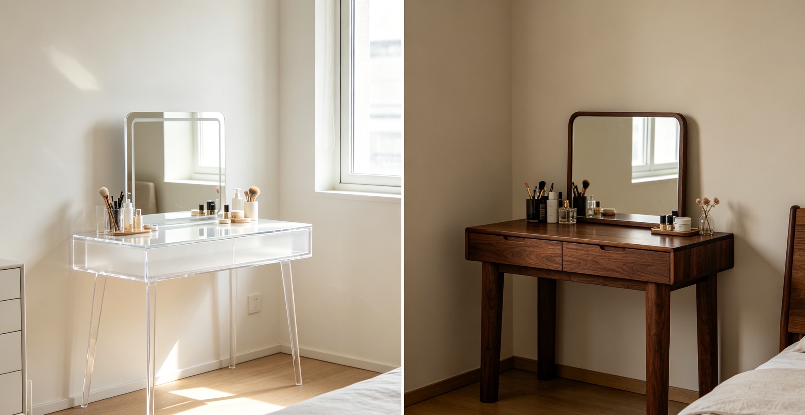Actual Test Comparison: Acrylic vs Solid Wood Cosmetic Desk