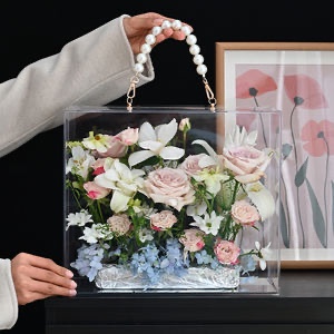 The transparent acrylic display box captures the romance of spring