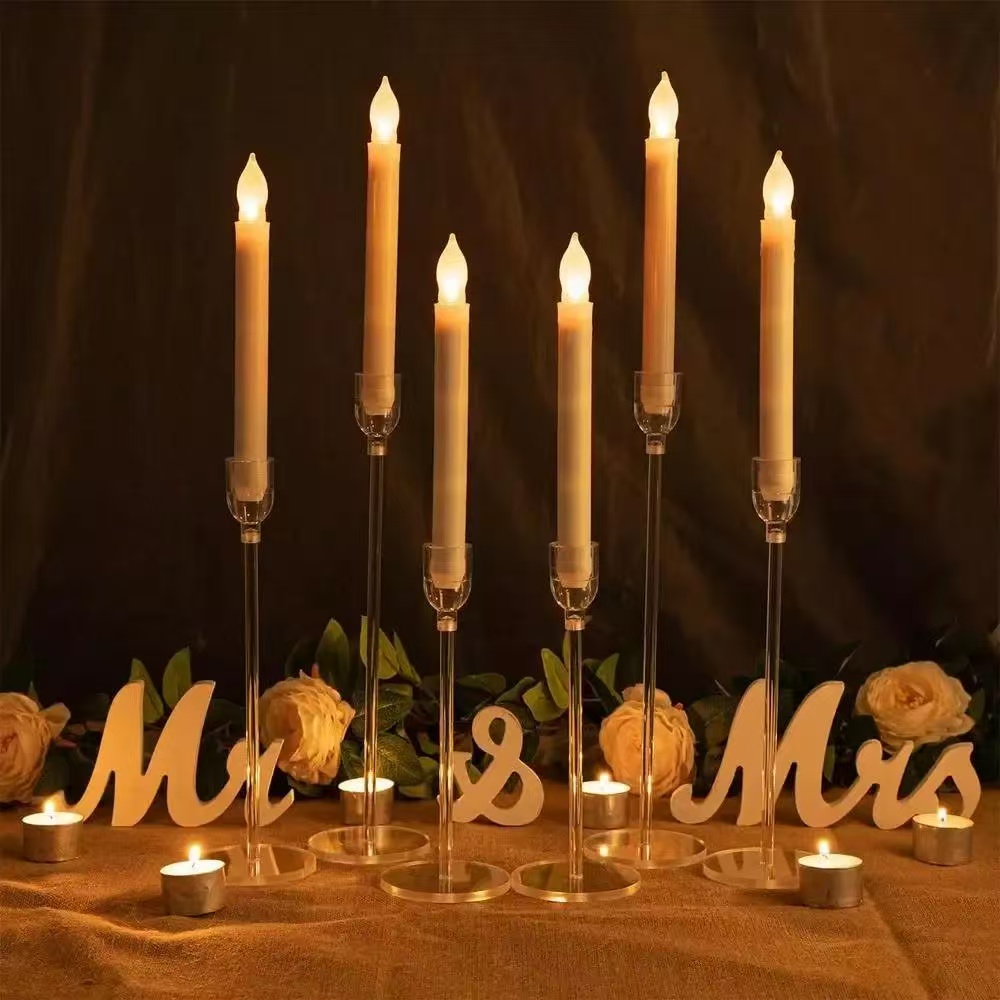 Acrylic candlestick, capturing the night's myriad gentle hues