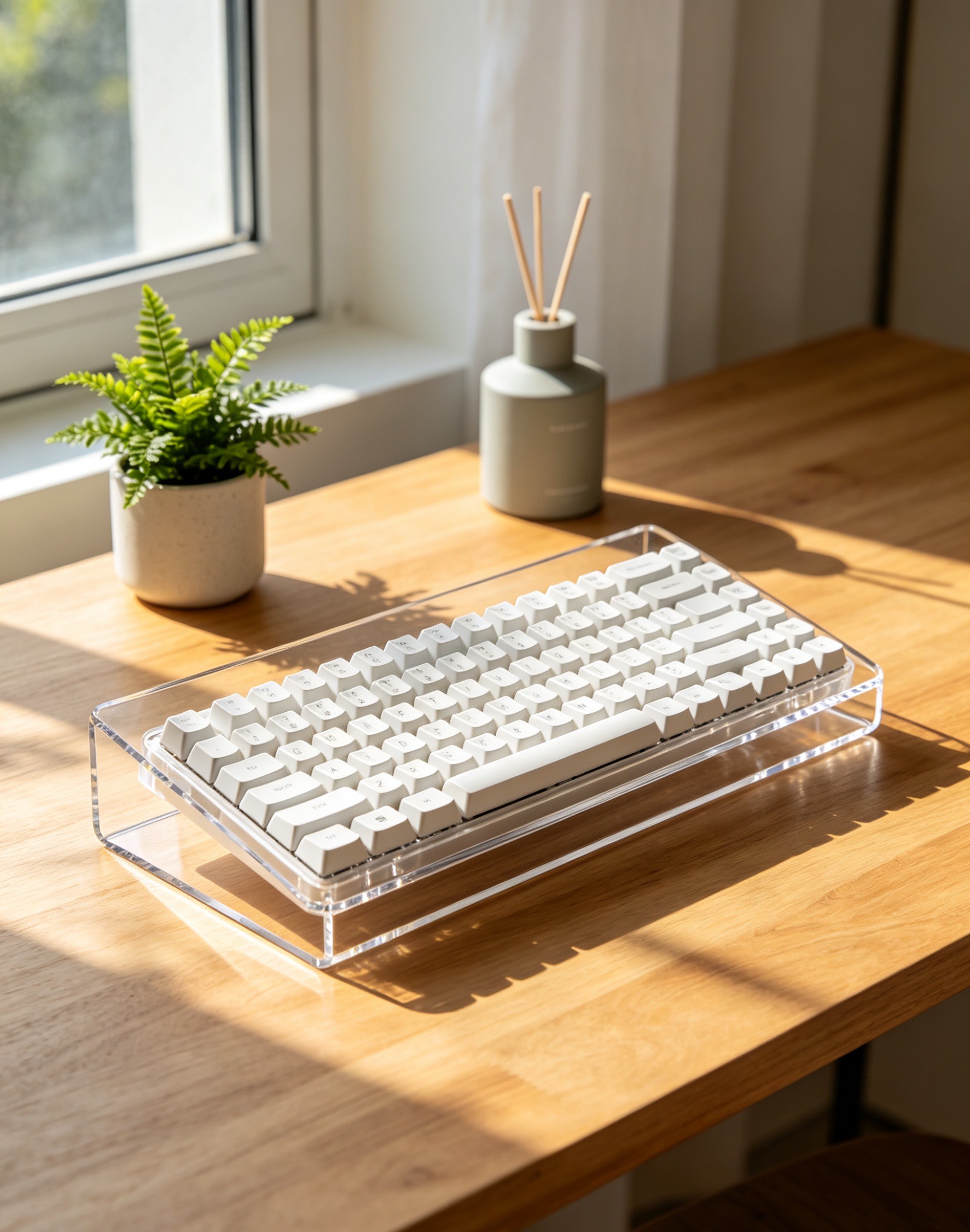 A premium desktop accessory with a sleek, transparent design that's easy to achieve with just one click