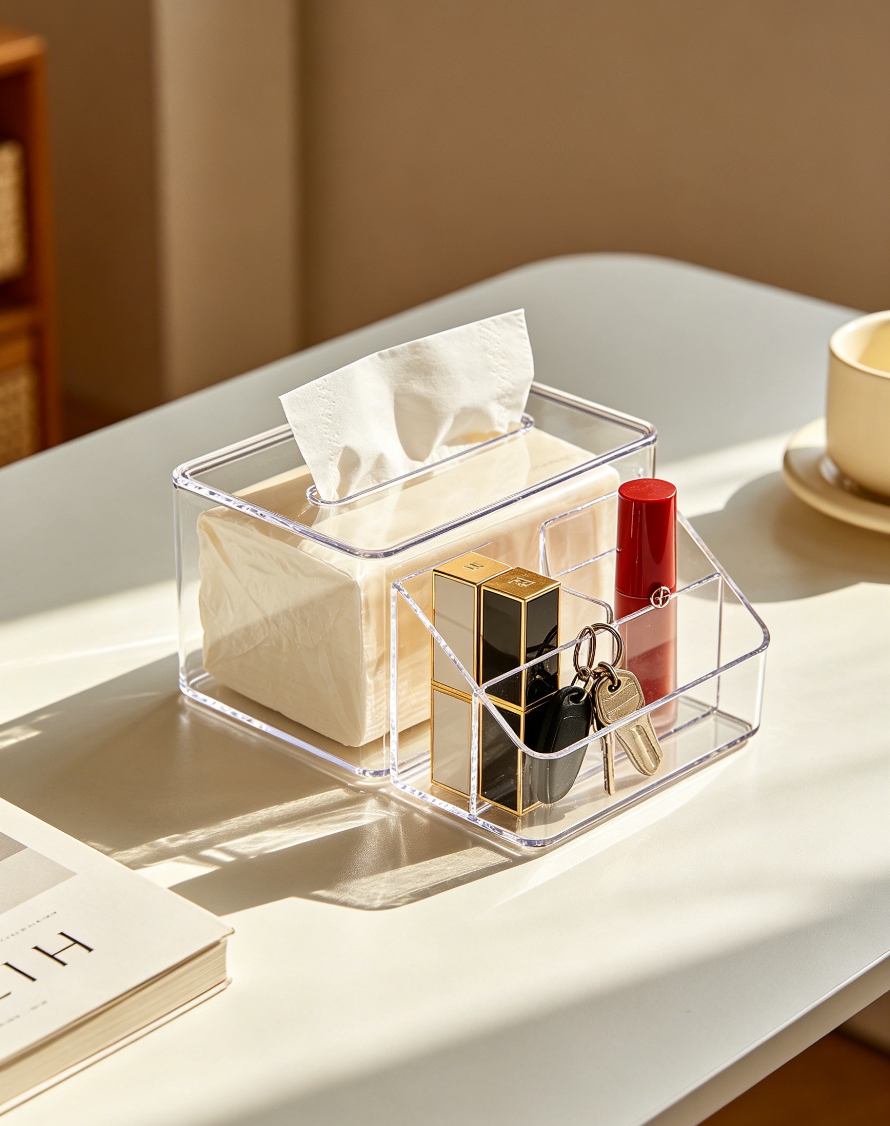 Acrylic tissue box – multi-functional for comprehensive home organization