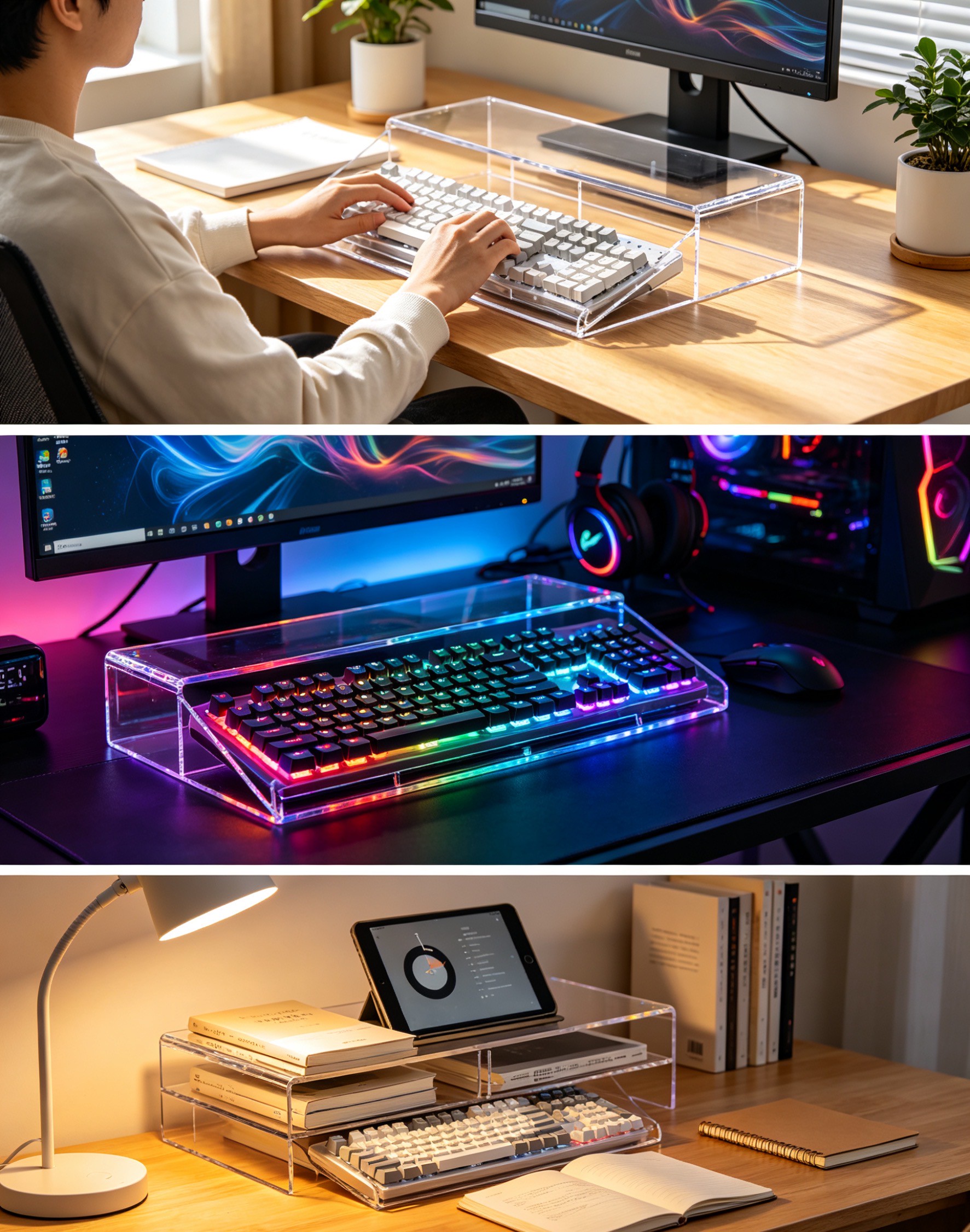 Acrylic keyboard – a three-in-one solution for office use, gaming, and study purposes