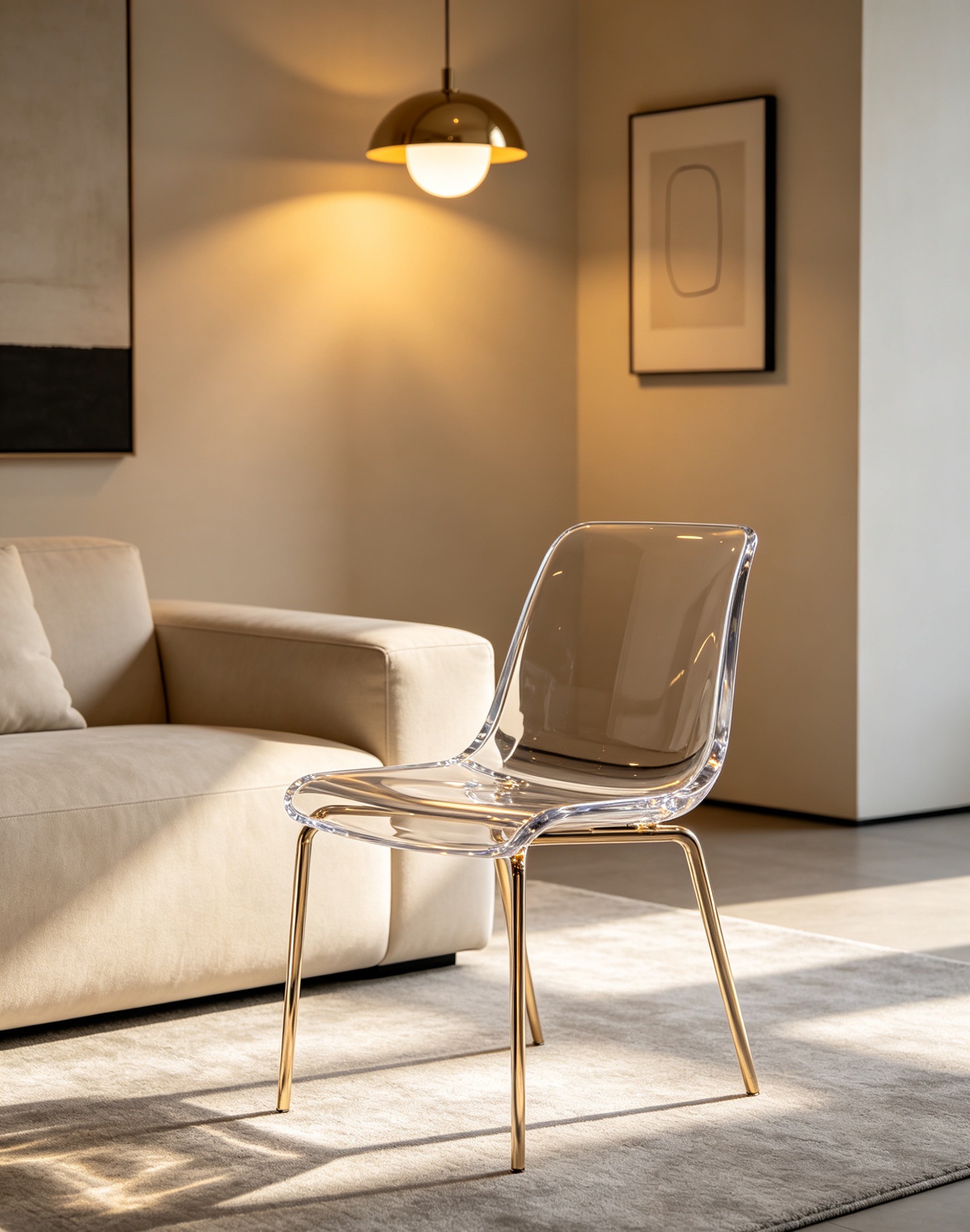 A luxury-acrylic chair that embodies premium home aesthetics