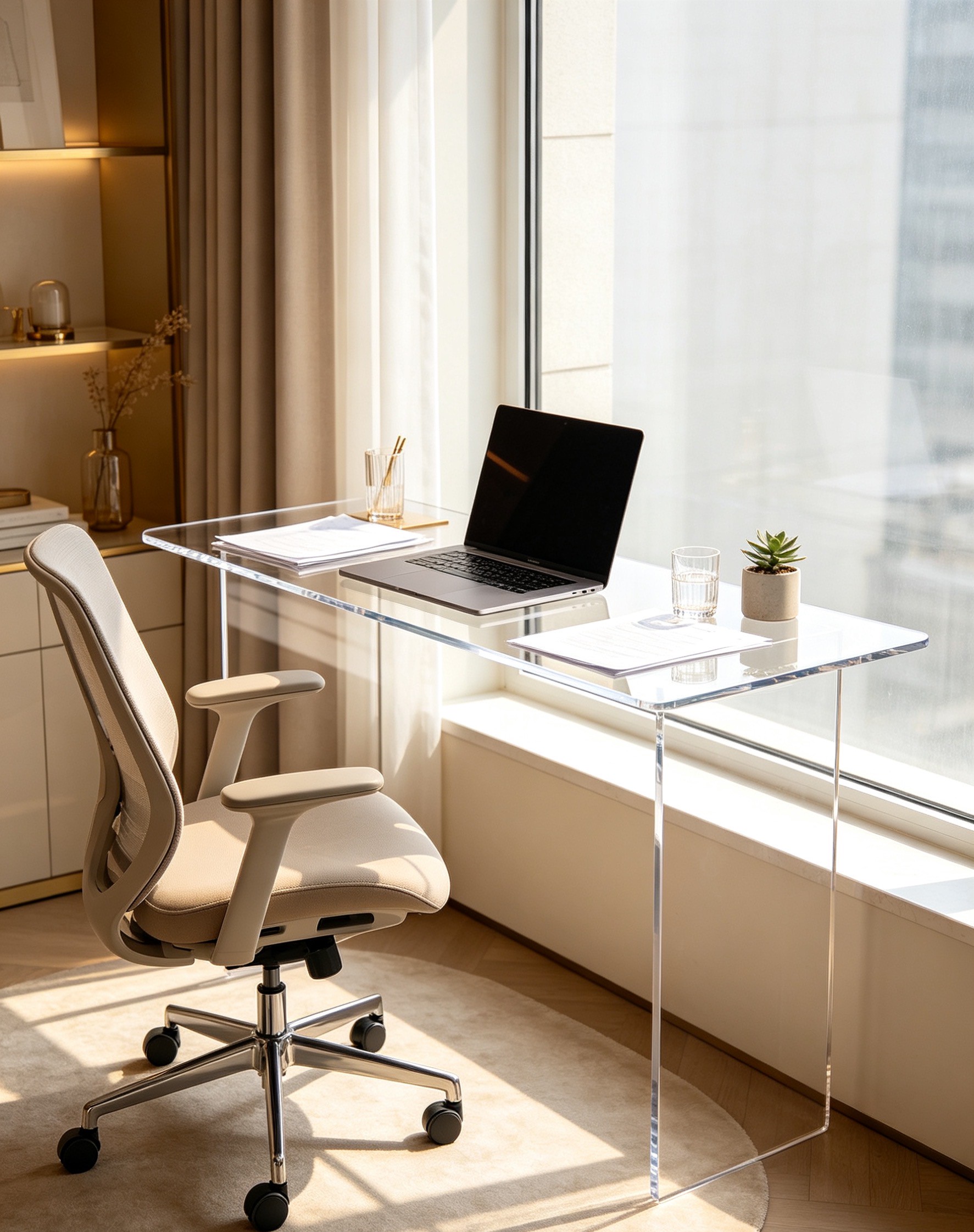 The Home Work Corner! The acrylic desk is both efficient and soothing to use